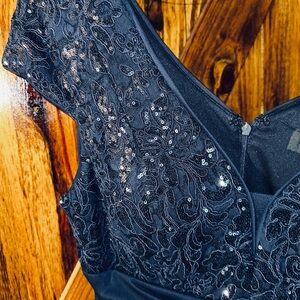 Elegant Blue Sequin High Low Dress